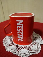 NESCAFÉ feliratú piros porcelán bögre, magassága 9 cm. Jókai.