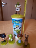 Shrek mozifilmes pohár, 5 mágneses figurával , pohár szívószál, hibátlan