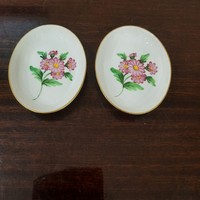 2 db Herendi Map virágmintás porcelán tálka, gyűrűtartó