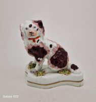Antik angol Staffordshire spániel kutya 12cm