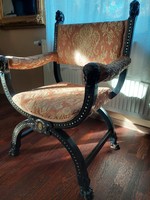 Boulle karosszék faragott gyöngyház berakással