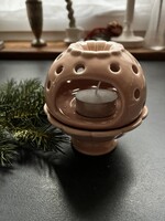 Púder rózsaszín porcelán mécses tartó, párologtató