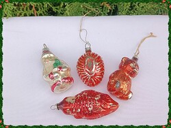 Kézzel festett régi maci-hal-barackmag-mikulás karácsonyfadíszek