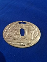 Sárgaréz lemez karácsonyfa dísz Boldog Karácsonyt felirattal