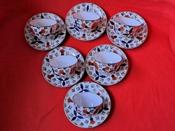 1 Ft-ról! 6 db. ZSOLNAY MOKKÁS / KÁVÉS CSÉSZE ALJJAL, KELETIES MINTÁVAL
