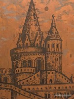 Halászbástya eredeti ritka rézkarc nyomóduc sablon