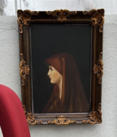 Római Szent Fabiola portréja Jean-Jacques Henner (1829-1905) nyomán olaj, vászon, díszes keretben