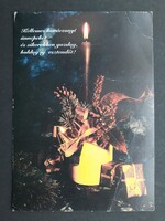 Karácsonyi képeslap - Gyertya, fenyő, dísz témájú, retró üdvözlőlap, régi levelezőlap