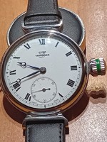 Cyma & Tavannes Pocket Watch, Serviced, Black Leather Strap