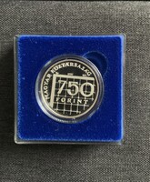 Labdarúgó VB 1998, 750 Ft ezüst emlékérme, UNC, PP, dísztokban