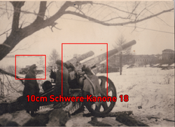 080N ÁGYÚ 10cm SCHWERE KANONE 18 WEHRMACHT KATONÁK NEMET BIRODALOM