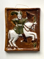 LOVAS KATONA FESTETT KERÁMIA FALIKÉP FALIDÍSZ 27 X 22 CM