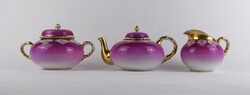 1T417 Régi rózsaszín porcelán kávéskészlet fő darabjai
