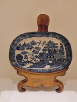 Angol antik ironstone tányér kék fehér old willow c1860 17.5cm