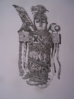 Vén Zoltán (1941-): Woo-doo Krisztus Lapméret: 70 x 50 cm
