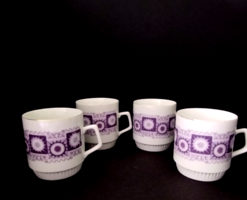4 pcs OLD BEAUTIFUL ZSOLNAY SKIRTED MUGS WITH RARE PATTERN