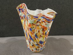 MURÁNOI GYŰRT ÜVEG VÁZA!!  26.5X 22 cm!!!!