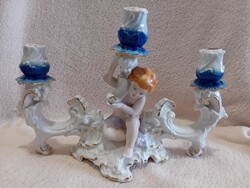 2500/87 Regal porcelán háromágú gyertyatartó puttóval