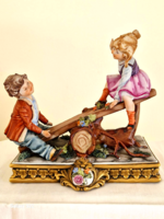 Capodimonte Viertasca Swinging Children Italian Sculpture 19.5cm