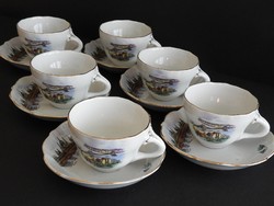 Aquincum Budapest porcelán kávés készlet (6 csésze+alj)