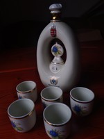 Hollóházi szedermintás porcelán italos 5 db pohárral