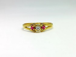 Pink-fehér köves arany gyűrű (ZAL-Au126785)