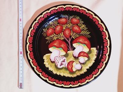 Falitányér 01 GRÁNIT régi kézzel festett gombák