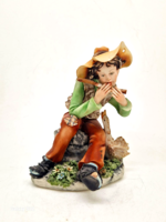Capodimonte Italian Porcelain Flute Player Boy 15cm