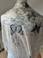 Pazar, kézzel festett pille könnyű selyem kendő finom színekkel 90*90 cm