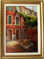 Uzonyi Ferenc  Olajfestmény, 40x60 cm+keret, címe: Átjáró