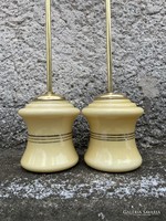 Párban felújított Art Deco függeszték lámpa réz & champagne