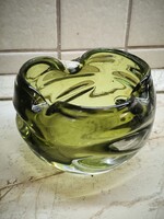 Üveg hamutartó eladó!Art Deco,zöld tömör üveg hamutál, hamutartó eladó!