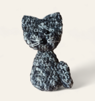 Crocheted cat with black tabby 12 cm