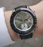 Seiko „Silver Ghost” vintage automata chronograph 1976 November,Tiktakwatch szervizkártyával