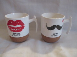 2 db Új Mr & Mrs porcelán bögre,bögrék.