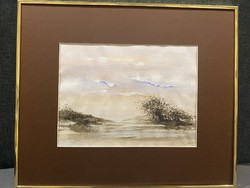 JEZETT GYÖNYÖRŰ AKVARELL, NILSEN FÉM KERETBEN!  61X 51 cm!!