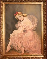 Fried Pál (1893-1976) Balerina rózsaszín ruhában