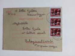 ZA589.11 Zárt levlap - 1945 -inflációs bélyegek - Zoltai Gyuláné Kemeneshőgyész - Bakonyszentlászló