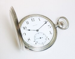 Zenith Grand Prix Paris 1913-ból, duplafedeles antik, ezüst zsebóram Tiktakwatch szervizkártyával