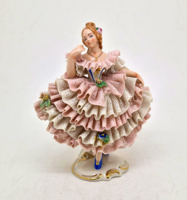 Német Bavaria porcelán tüll szoknyás ballerina 13cm