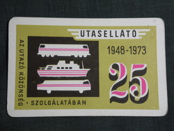 Kártyanaptár,MÁV,vasút,utazás,hálókocsi,25 éves Utasellátó,grafikai, 1973,   (7)