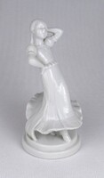 1T505 Régi Herendi porcelán lány menyecske 16 cm