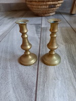 Kisebb antik réz gyertyatartó pár (10,2x4,7 cm)