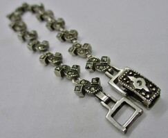 Szép, különleges mintával, markazitos  ezüst karkötő