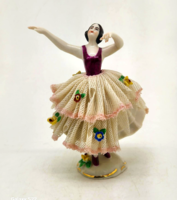 German Dresden Porcelain Tulle Skirt Ballerina 11cm