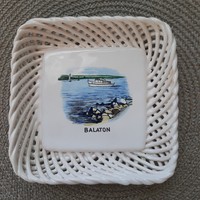 Bodrogkeresztúri jelzett fonott tál szép balatoni mintával