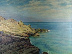 1T472 Jenő Pálla (1883-1958): Rocky Seaside 1939 EXHIBITED AT MŰCSARNOK