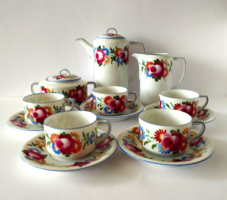 GYÖNYÖRŰ ANTIK KÉZZEL FESTETT OEPIAG ROYAL PORCELÁN TEÁS KÉSZLET 1920-AS ÉVEKBŐL