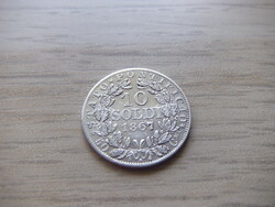 Pápai Álamok 10 Soldi  1867  Ezüst Pápai Álamok  IX Piusz 1866 - 1868