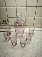 Retro üveg, bordó irizáló boros készlet eladó!